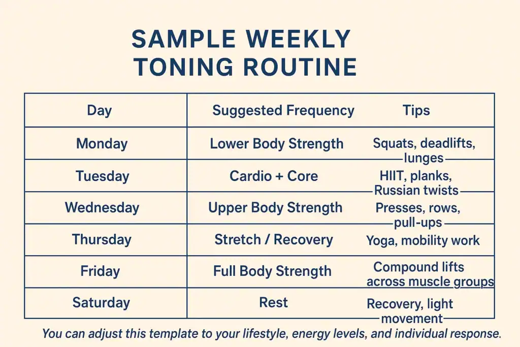Achieving the Perfect Tone: How Often Should You Exercise for Results? 4 Weekly exercise Crawley plan graphic