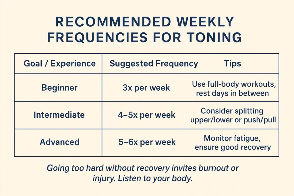 Achieving the Perfect Tone: How Often Should You Exercise for Results? 2 Graphic to show how often you should do exercise to help with toning Crawley