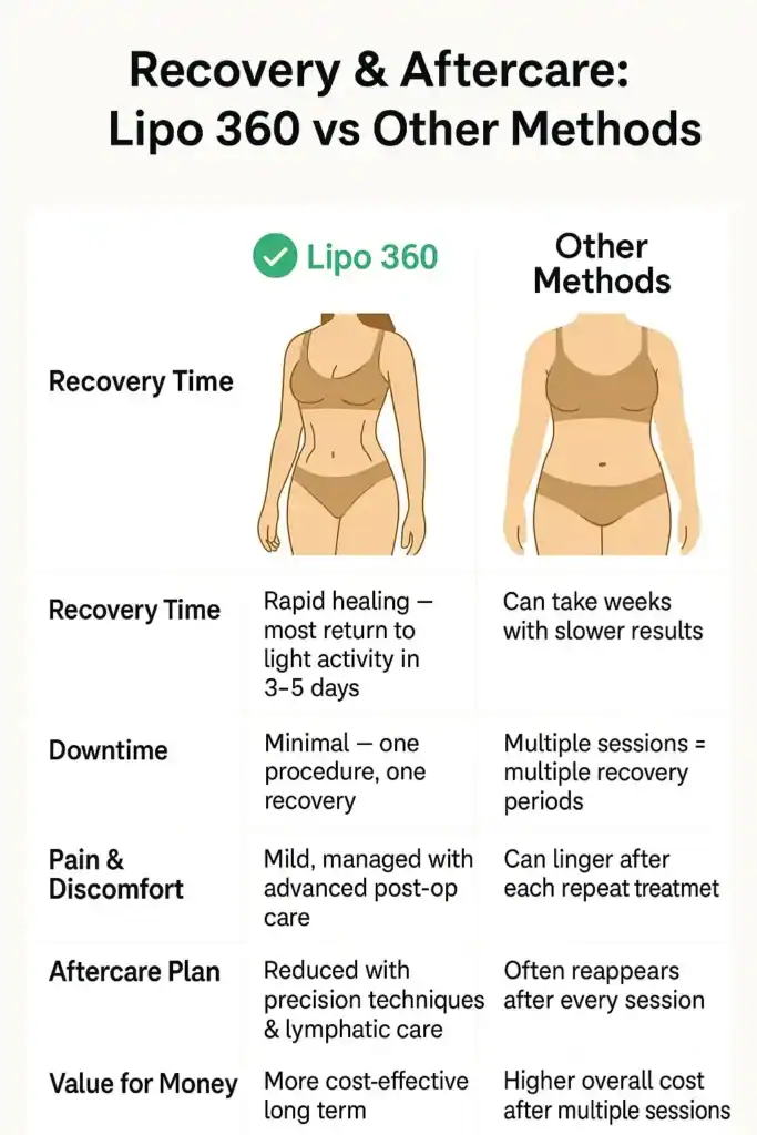 Recovery and Aftercare for Fat-Dissolving Surgery 2 Table to show fat dissolving injection aftercare Crawley