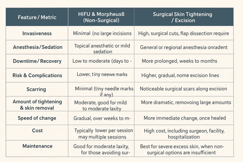 The Science of Skin Tightening 2 Table of skin tightening Crawley benefits compared to surgical options